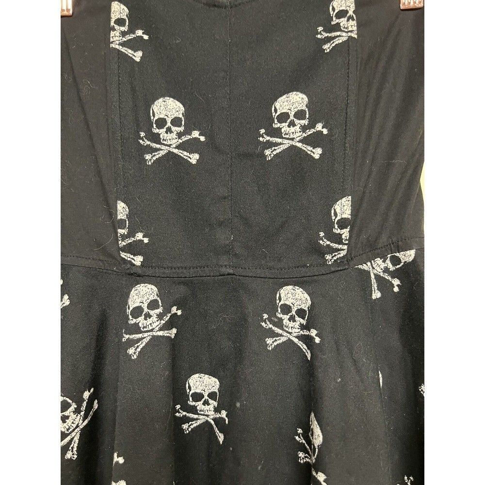 Rock Steady Dress Size S Black Skull Pin-Up Boned High Waist Circle Skirt Goth - Picture 4 of 5